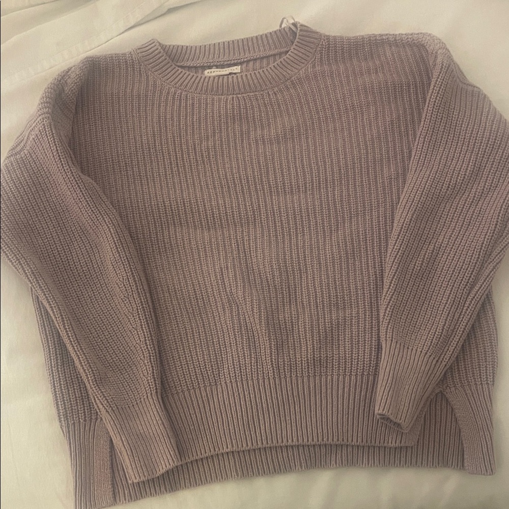 Aeropostale Women's Ribbed Crew Neck Sweater - Light Purple